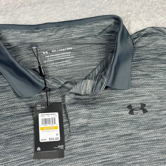 Under Armour Performance Polo 2.0 4XL Gray Heather Athletic Golf Loose Fit - Picture 1 of 14